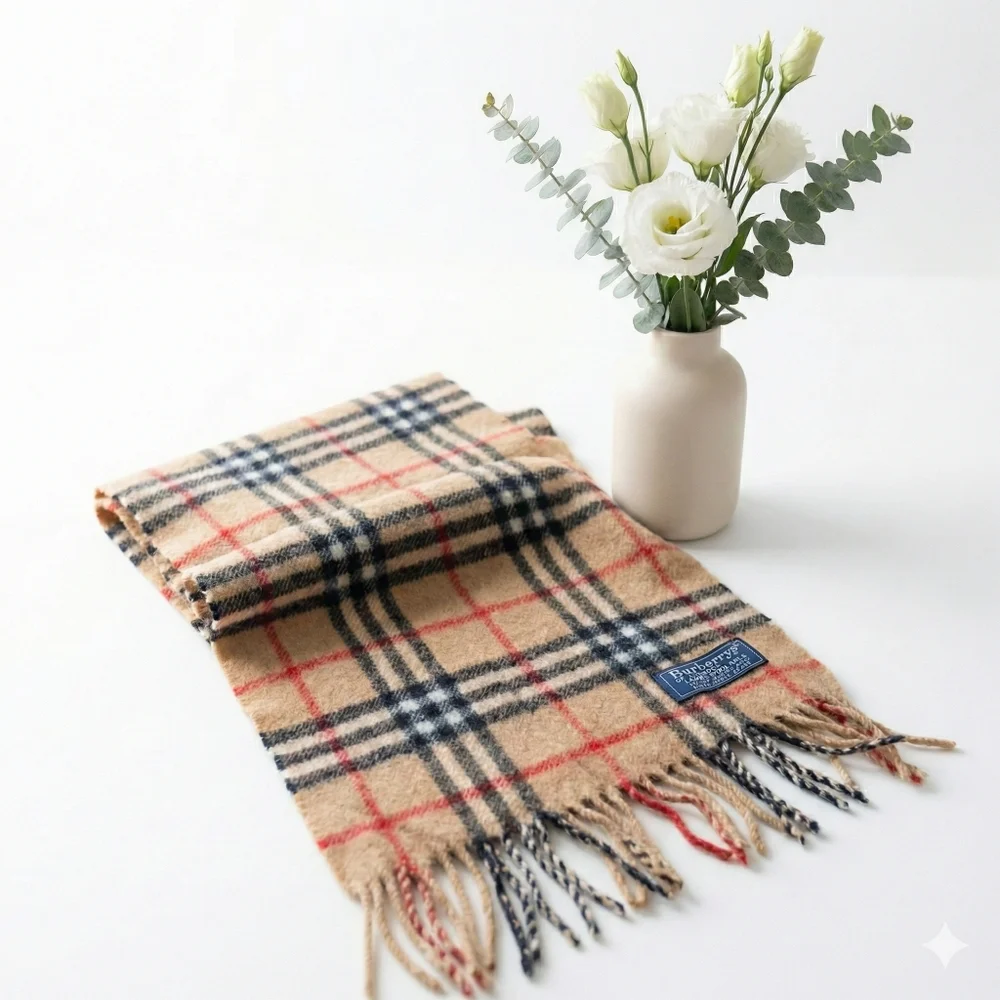 BURBERRYS EUC Classic Check Wool Scarf - Camel / Archive Beige UNISEX